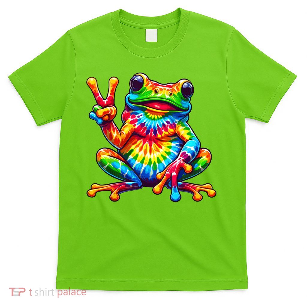 Tie Dye Frog Peace Sign Hippie T-Shirt