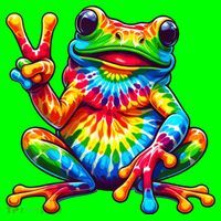 Tie Dye Frog Peace Sign Hippie T-Shirt