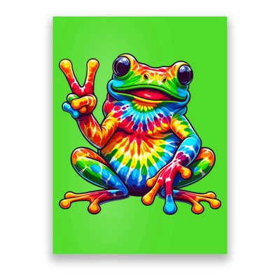 Tie Dye Frog Peace Sign Hippie Poster