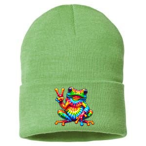 Tie Dye Frog Peace Sign Hippie Sustainable Knit Beanie