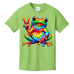 Tie Dye Frog Peace Sign Hippie Kids T-Shirt