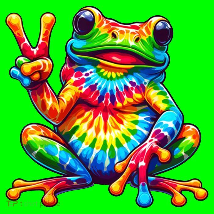 Tie Dye Frog Peace Sign Hippie Kids T-Shirt