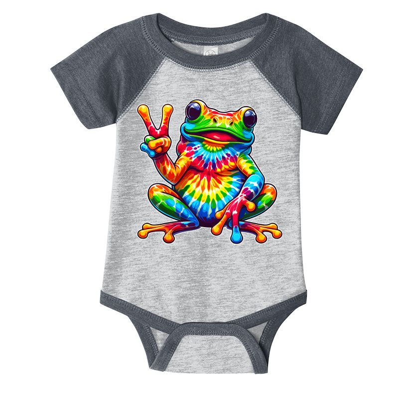 Tie Dye Frog Peace Sign Hippie Infant Baby Jersey Bodysuit