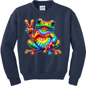 Tie Dye Frog Peace Sign Hippie Kids Sweatshirt