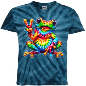 Tie Dye Frog Peace Sign Hippie Kids Tie-Dye T-Shirt