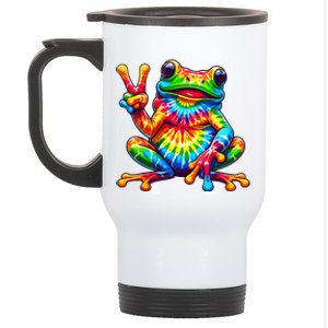 Tie Dye Frog Peace Sign Hippie Stainless Steel Travel Mug