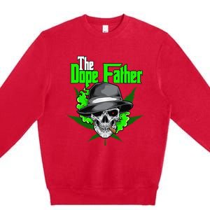 The Dope Father Worlds Dopest Dad Papa Weed Smoke Cannabis Premium Crewneck Sweatshirt