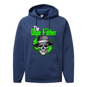 The Dope Father Worlds Dopest Dad Papa Weed Smoke Cannabis Performance Fleece Hoodie