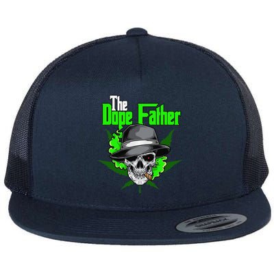 The Dope Father Worlds Dopest Dad Papa Weed Smoke Cannabis Flat Bill Trucker Hat