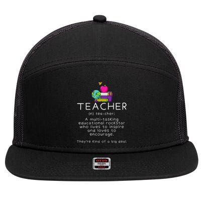 Teacher Definition Funny Teaching School Teacher 7 Panel Mesh Trucker Snapback Hat