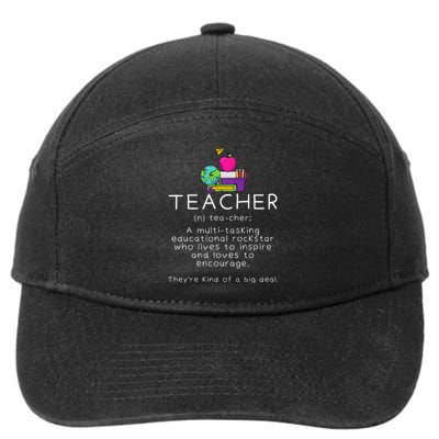 Teacher Definition Funny Teaching School Teacher 7-Panel Snapback Hat