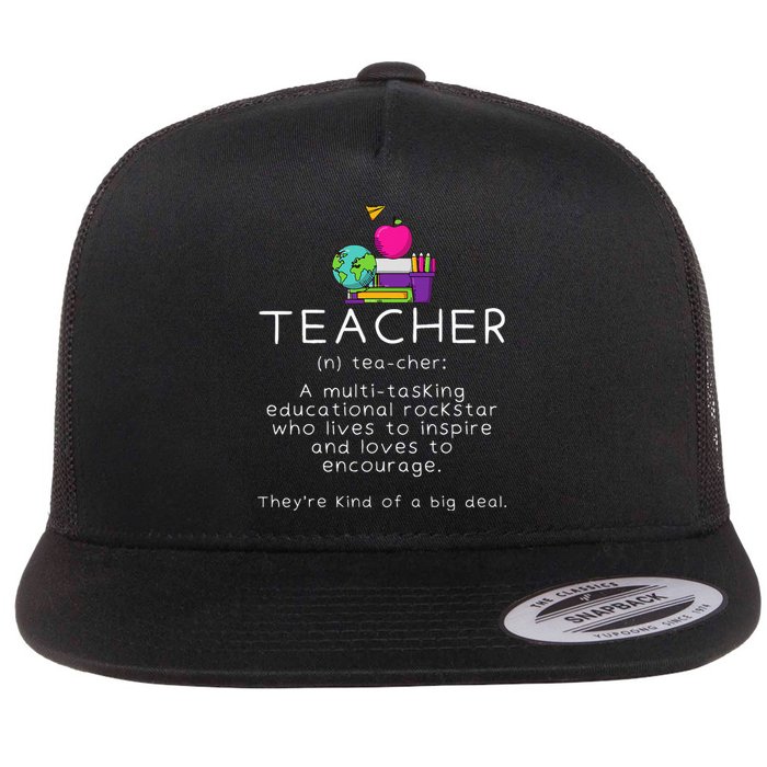 Teacher Definition Funny Teaching School Teacher Flat Bill Trucker Hat