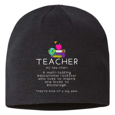 Teacher Definition Funny Teaching School Teacher Sustainable Beanie