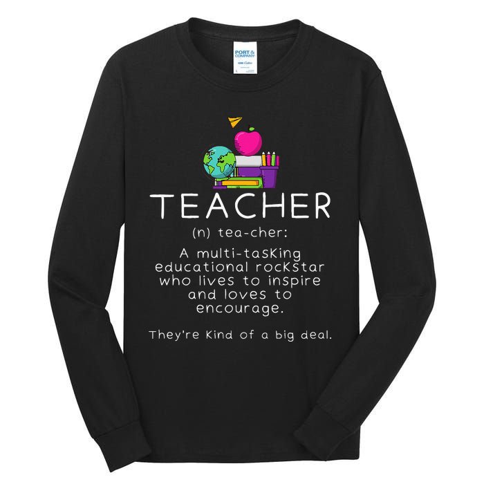 Teacher Definition Funny Teaching School Teacher Tall Long Sleeve T-Shirt