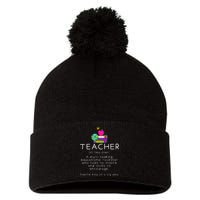 Teacher Definition Funny Teaching School Teacher Pom Pom 12in Knit Beanie