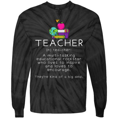 Teacher Definition Funny Teaching School Teacher Tie-Dye Long Sleeve Shirt