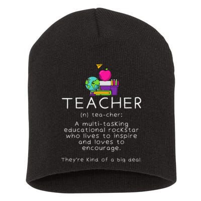 Teacher Definition Funny Teaching School Teacher Short Acrylic Beanie