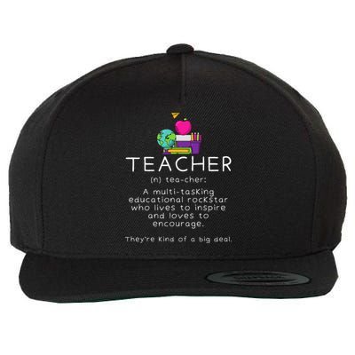 Teacher Definition Funny Teaching School Teacher Wool Snapback Cap