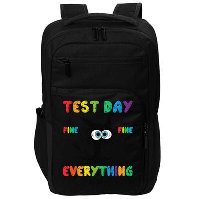 Test Day Funny Stressed Cat Teacher Student Testing Day Impact Tech Backpack