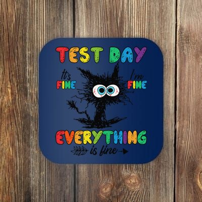 Test Day Funny Stressed Cat Teacher Student Testing Day Coaster