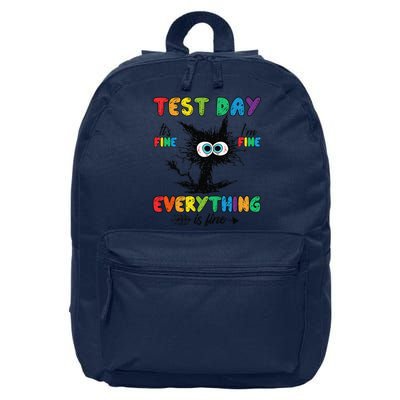 Test Day Funny Stressed Cat Teacher Student Testing Day 16 in Basic Backpack