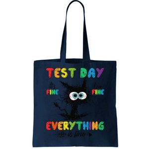 Test Day Funny Stressed Cat Teacher Student Testing Day Tote Bag