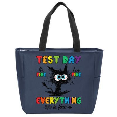 Test Day Funny Stressed Cat Teacher Student Testing Day Zip Tote Bag