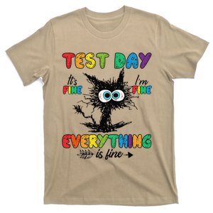 Test Day Funny Stressed Cat Teacher Student Testing Day T-Shirt