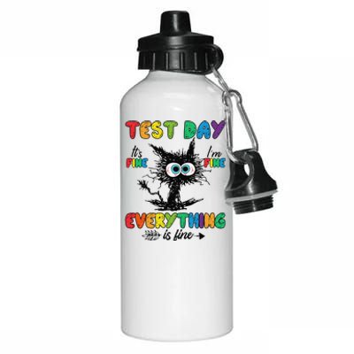 Test Day Funny Stressed Cat Teacher Student Testing Day Aluminum Water Bottle