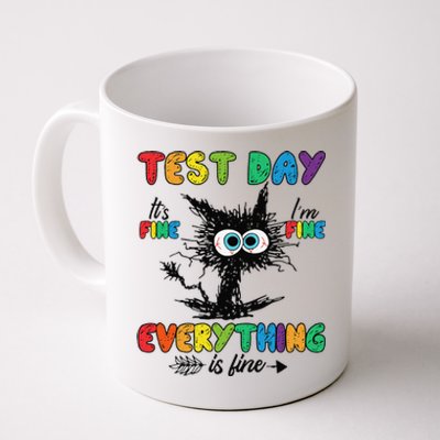 Test Day Funny Stressed Cat Teacher Student Testing Day Coffee Mug