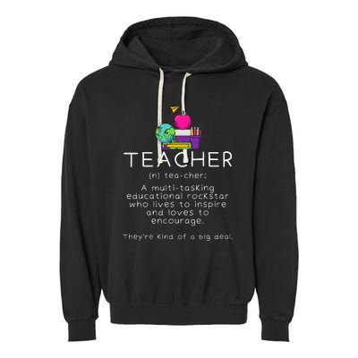 Teacher Definition Funny Teaching School Teacher Garment-Dyed Fleece Hoodie