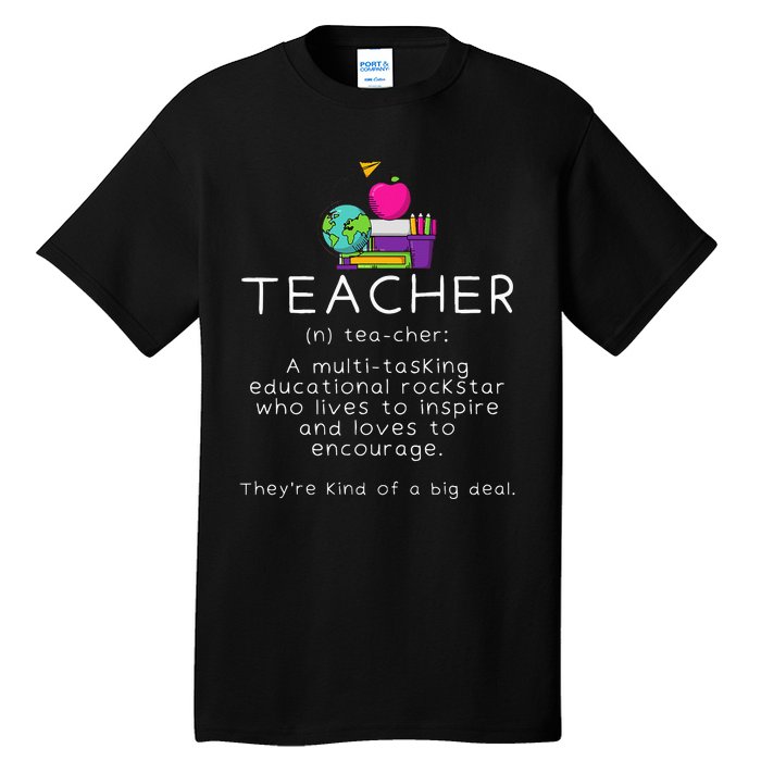 Teacher Definition Funny Teaching School Teacher Tall T-Shirt