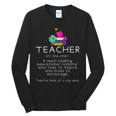 Teacher Definition Funny Teaching School Teacher Tall Long Sleeve T-Shirt