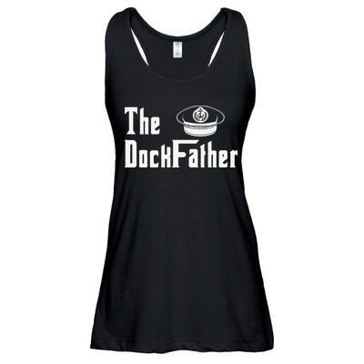 The Dock Father Captain Of The Boat Dad Funny Fathers Day Ladies Essential Flowy Tank