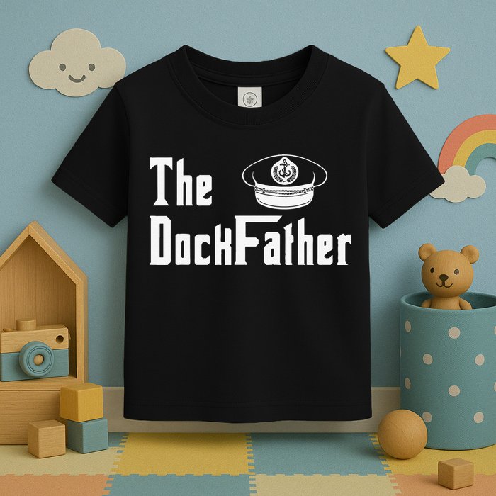 The Dock Father Captain Of The Boat Dad Funny Fathers Day Toddler T-Shirt