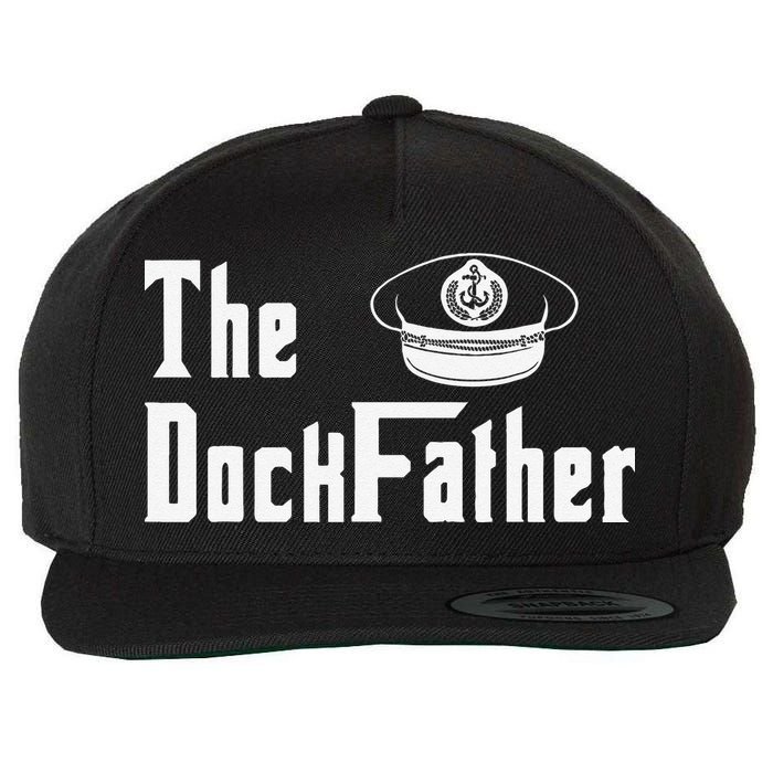 The Dock Father Captain Of The Boat Dad Funny Fathers Day Wool Snapback Cap