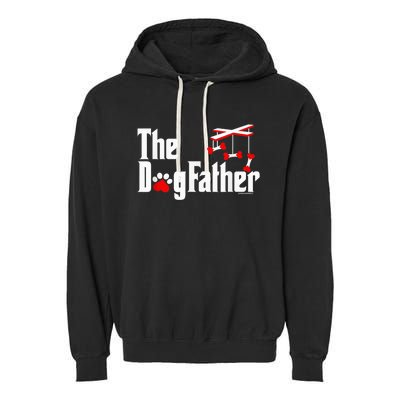 The Dogfather Funny Cute Dog Fathers Day Dad Doggo Paw Fur Dog Dad Garment-Dyed Fleece Hoodie