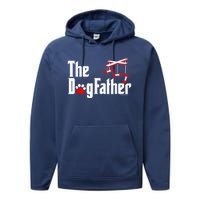 The Dogfather Funny Cute Dog Fathers Day Dad Doggo Paw Fur Dog Dad Performance Fleece Hoodie