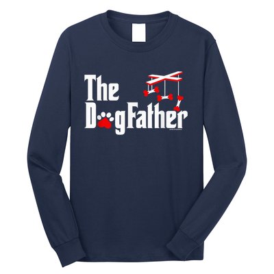 The Dogfather Funny Cute Dog Fathers Day Dad Doggo Paw Fur Dog Dad Long Sleeve Shirt