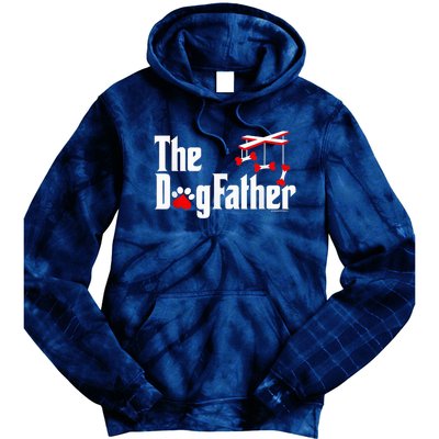 The Dogfather Funny Cute Dog Fathers Day Dad Doggo Paw Fur Dog Dad Tie Dye Hoodie