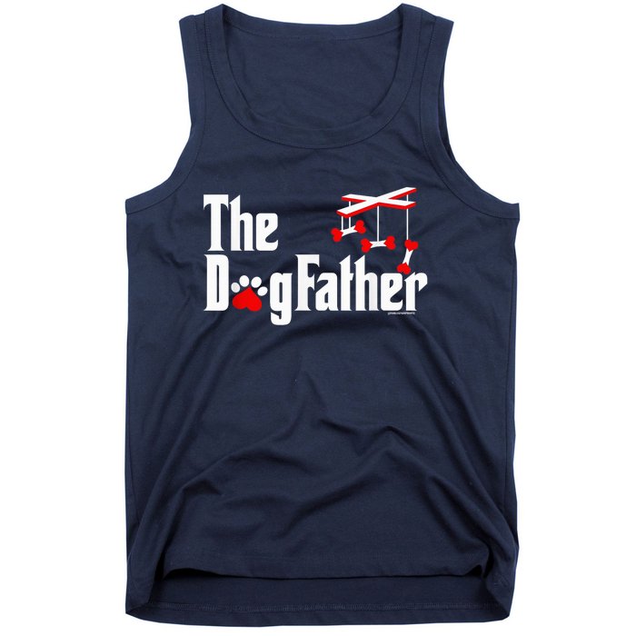 The Dogfather Funny Cute Dog Fathers Day Dad Doggo Paw Fur Dog Dad Tank Top