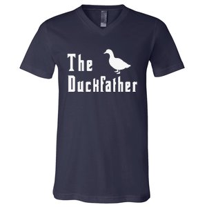 The Duckfather Funny Duck Father Dad Humor Fathers Day V-Neck T-Shirt