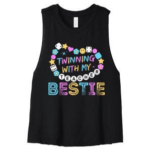 Twin Day Friends Teacher Twinning With My Bestie Matching Women's Racerback Cropped Tank