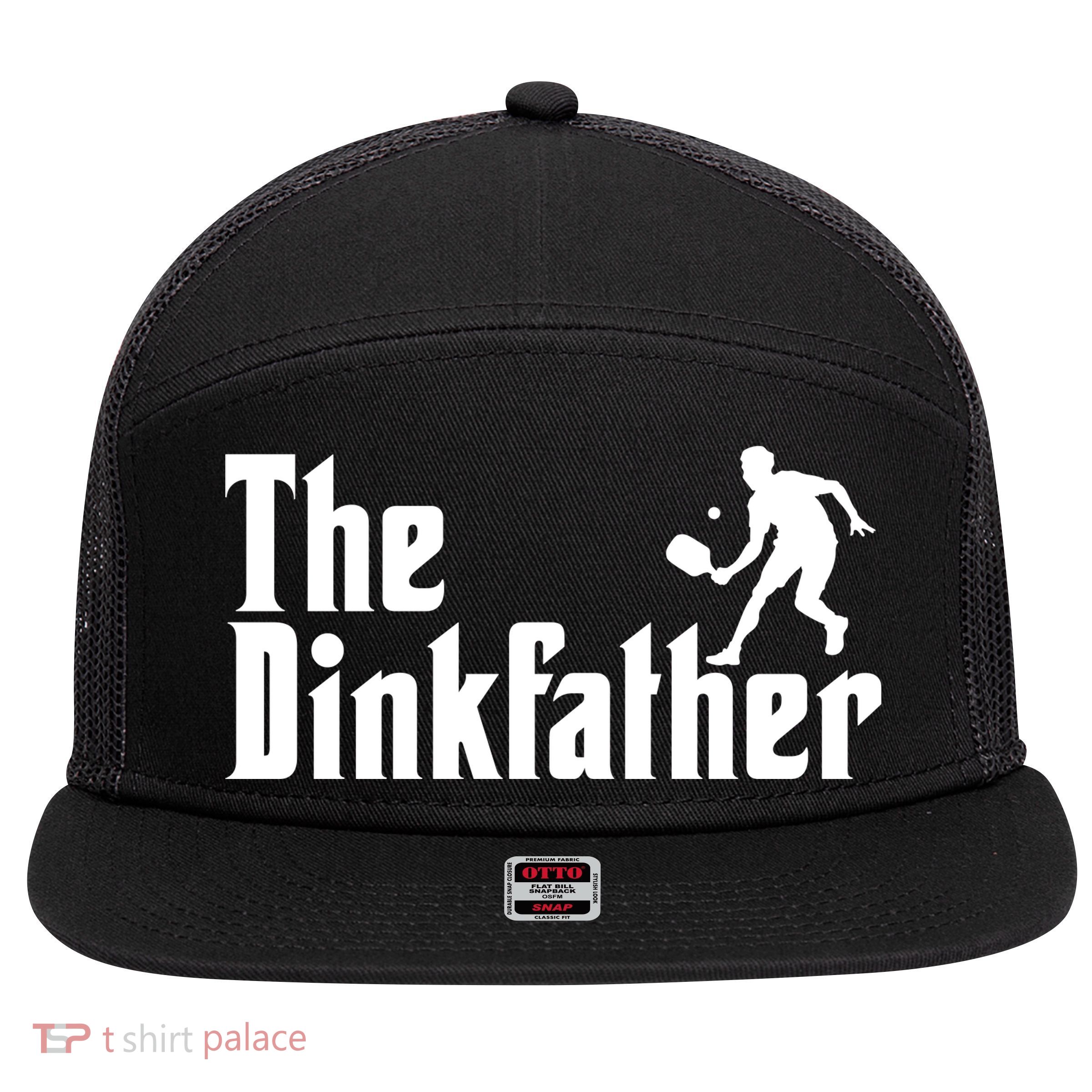 The Dinkfather Funny Pickleball 7 Panel Mesh Trucker Snapback Hat