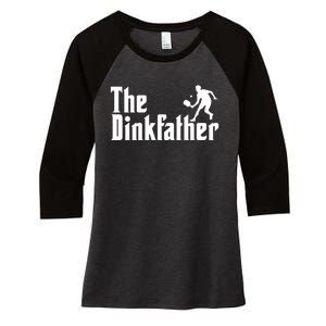 The Dinkfather Funny Pickleball Women's Tri-Blend 3/4-Sleeve Raglan Shirt