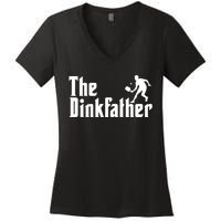 The Dinkfather Funny Pickleball Women's V-Neck T-Shirt