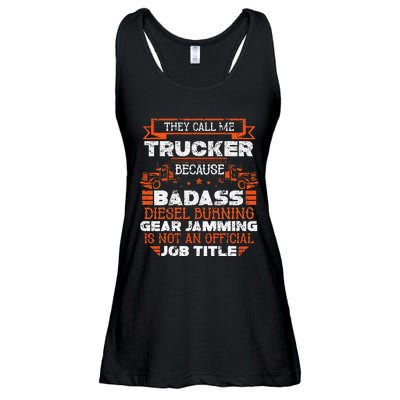 Truck Driver Funny Big Trucking Badass Diesel Trucker Ladies Essential Flowy Tank