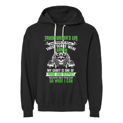 Truck Driver Funny Trucker Worker Truck Driving Garment-Dyed Fleece Hoodie