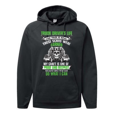 Truck Driver Funny Trucker Worker Truck Driving Performance Fleece Hoodie