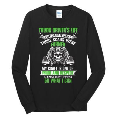 Truck Driver Funny Trucker Worker Truck Driving Tall Long Sleeve T-Shirt